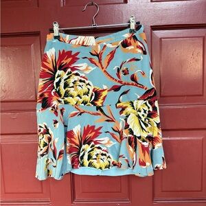 Burberry A-Line Skirt - Blue, Red, Yellow Floral